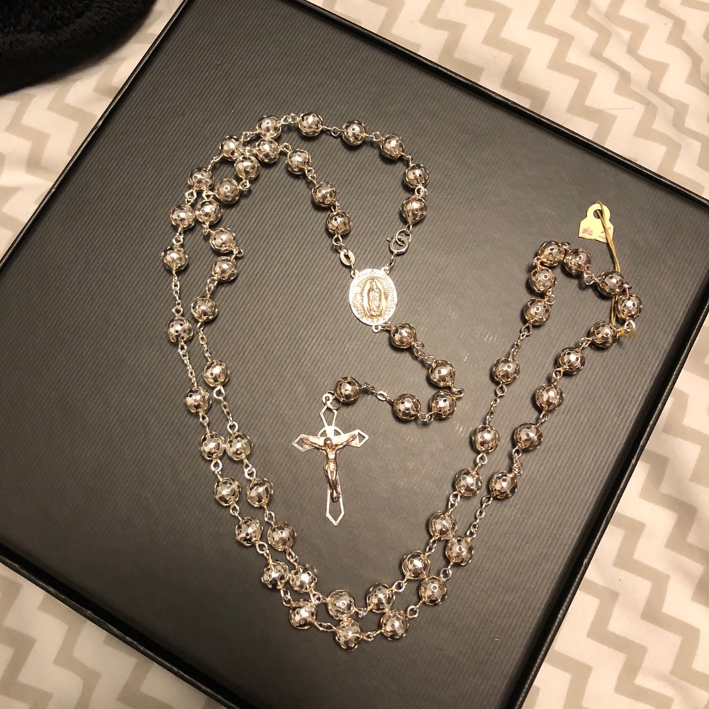 Necklace, Silver Rosary .